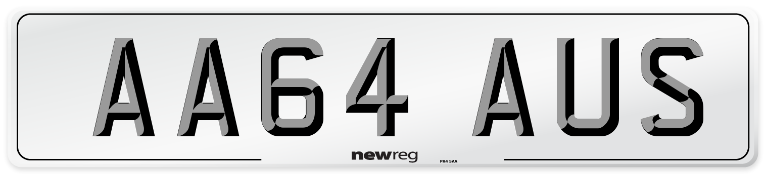 AA64 AUS Number Plate from New Reg